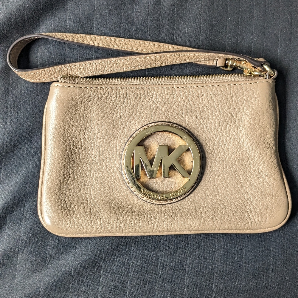 Michael Kors Beige Wristlet Clutch